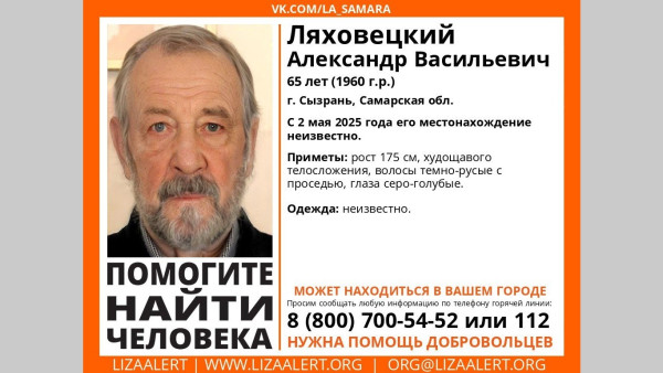 В Самарской области 7 месяцев ищут 65-летнего мужчину с серо-голубыми глазами