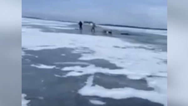 На Волге около Сызрани под лед провалился снегоход