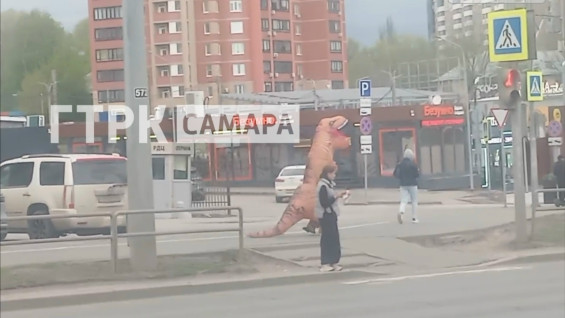 На Московском шоссе в Самаре заметили бегущего динозавра
