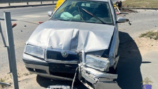 Самарский водитель на Skoda Octavia "атаковал" дорожный знак