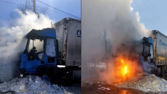 Огненное ЧП в Самарской области: в поселке Алексеевка на ходу загорелся грузовик с пластиковой тарой