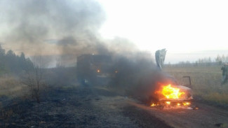 Под Самарой Нива вспыхнула прямо во время движения