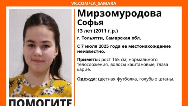 В Тольятти пропала 13-летняя девочка с каштановыми волосами