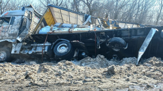 На трассе М-5 в Самарской области опрокинулась фура 13 марта