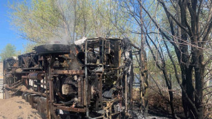 Под Самарой дотла сгорел украинский автобус 