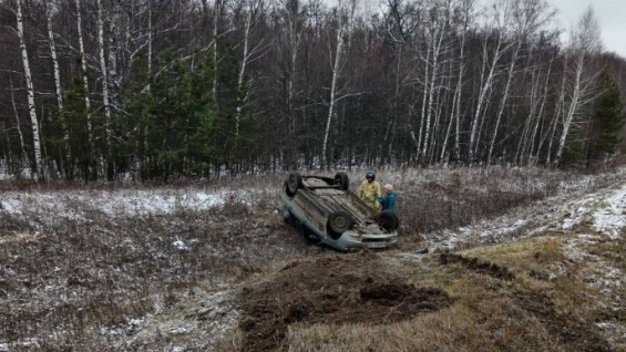 В Самарской области 6 декабря Лада Калина вылетела в кювет