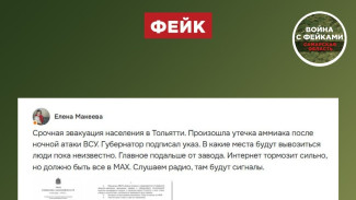 В соцсетях распространяют поддельный указ об эвакуации в Тольятти