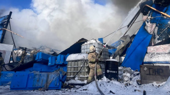 Под Самарой пожарные борются с огнем на складе крупной компании