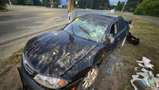 В Тольятти 22-летний водитель опрокинул Nissan на опору освещения