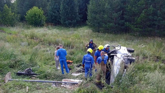 Под Сызранью водитель и пассажир пострадали в опрокинувшемся ВАЗ-2114