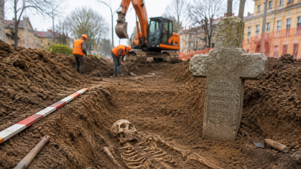 В Промышленном районе Самары при рытье теплотрассы нашли старинное кладбище