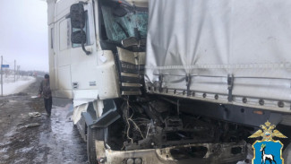 В Самарской области в жестком ДТП столкнулись три фуры дальнобойщиков DAF, SITRAK, Skania