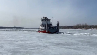 Ледокол «Портовый-13» приступил к прокладке пути для судов в Рождественской воложке Самары