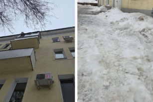 Появились фото с места схода наледи на младенца в Самаре