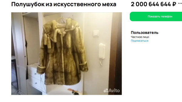 В Самаре продают полушубок из искусственного меха за 2 миллиарда рублей