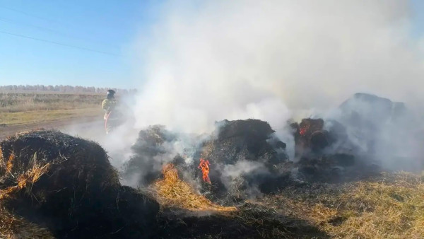 В Самарской области загорелись 3 тонны соломы 27 октября