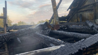 Под Самарой сгорела большая деревянная баня