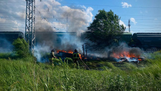 Пылающие пути: под Самарой на железной дороге загорелись шпалы