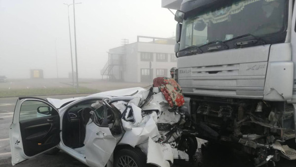 В массовом ДТП под Самарой фура DAF раздавила LADA Vesta