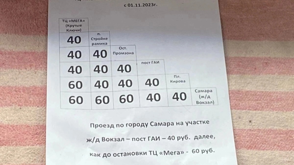В Самарской области утвердили новые цены на проезд в маршрутках