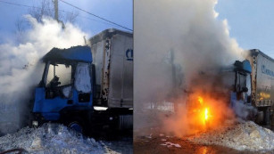 Огненное ЧП в Самарской области: в поселке Алексеевка на ходу загорелся грузовик с пластиковой тарой