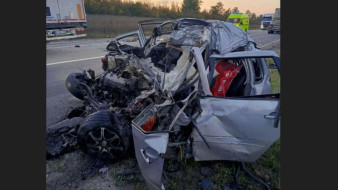 Появились кадры смертельного ДТП с фурой и Lada под Самарой 23 сентября