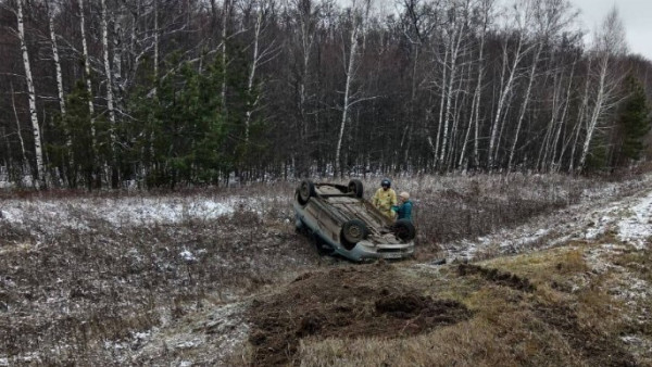 В Самарской области 6 декабря Лада Калина вылетела в кювет