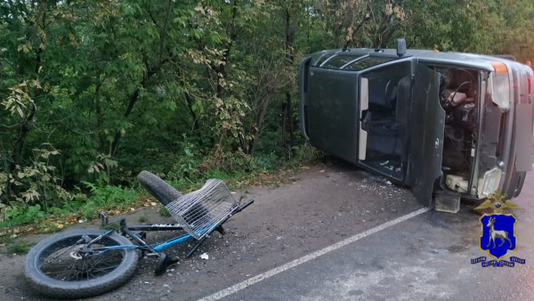 Под Самарой автомобиль перевернуло от аварии с велосипедистом