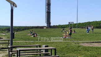В Самаре на лужайке перед ТЦ «Мега» появились загорающие