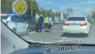 В Самаре водителя черной иномарки скрутили и уложили на асфальт полицейские на Ново-Садовой 