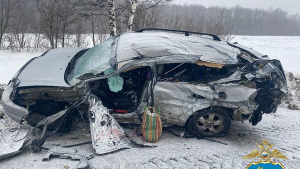 Под Самарой грузовик снес бок легковушке и отправил двоих пассажиров в больницу