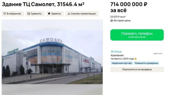 В Самаре ТЦ «Самолет» теперь продают за 714 млн рублей