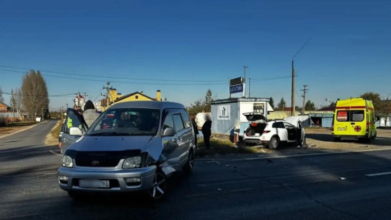 На трассе под Тольятти Kia Rio вылетел на встречку и врезался в минивэн