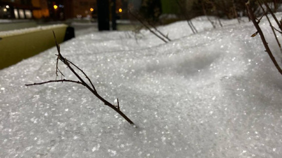 Появились кадры сверкающего снегопада в Самаре