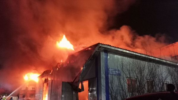 Появились кадры мощного пожара, произошедшего в Самарской области ночь на 20 ноября